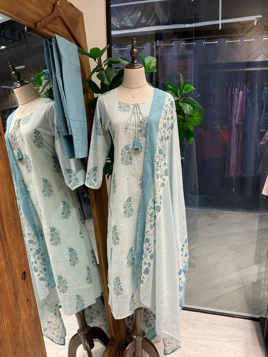 Baby Blue Striped Suit Set