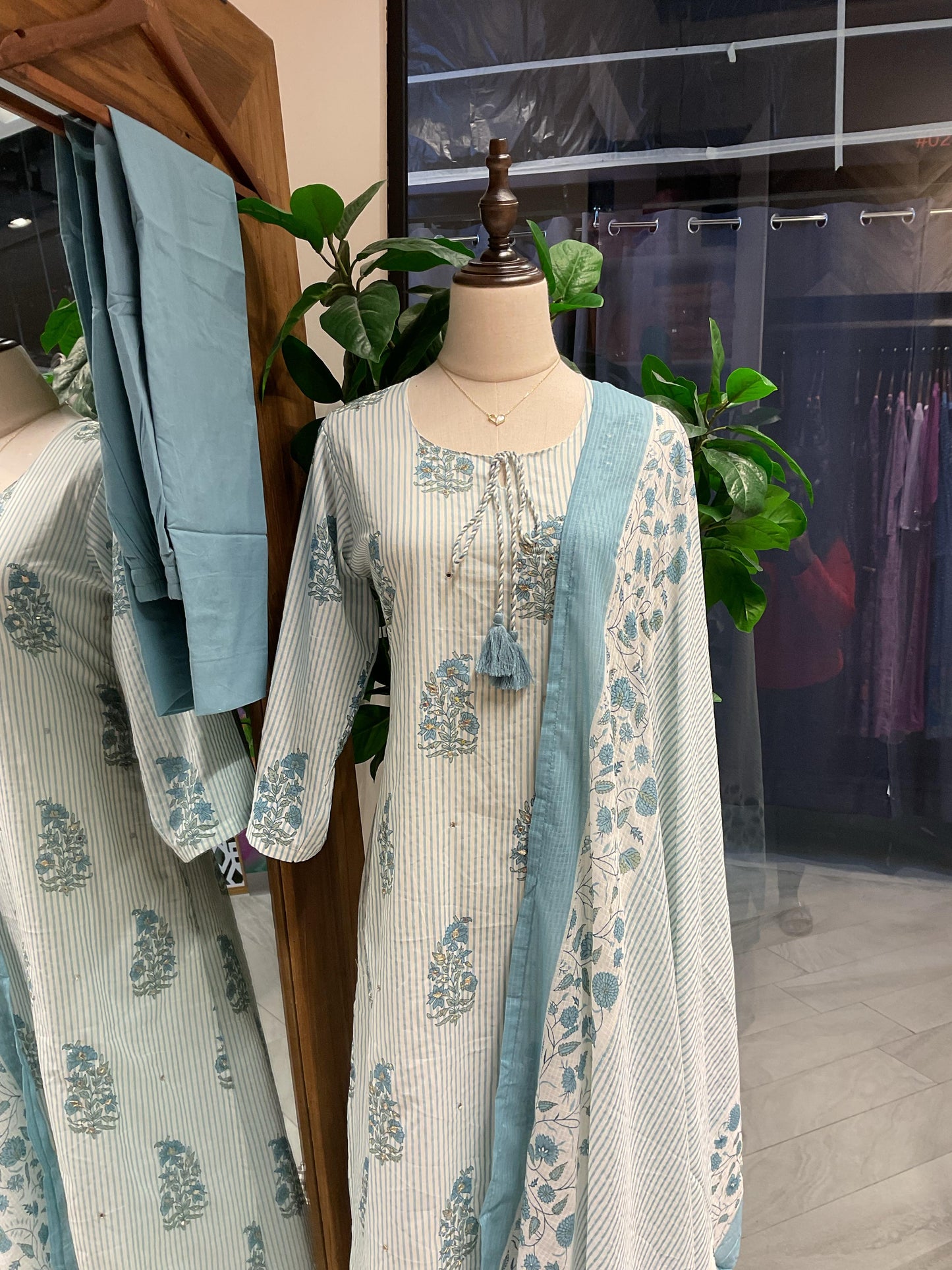 Baby Blue Striped Suit Set