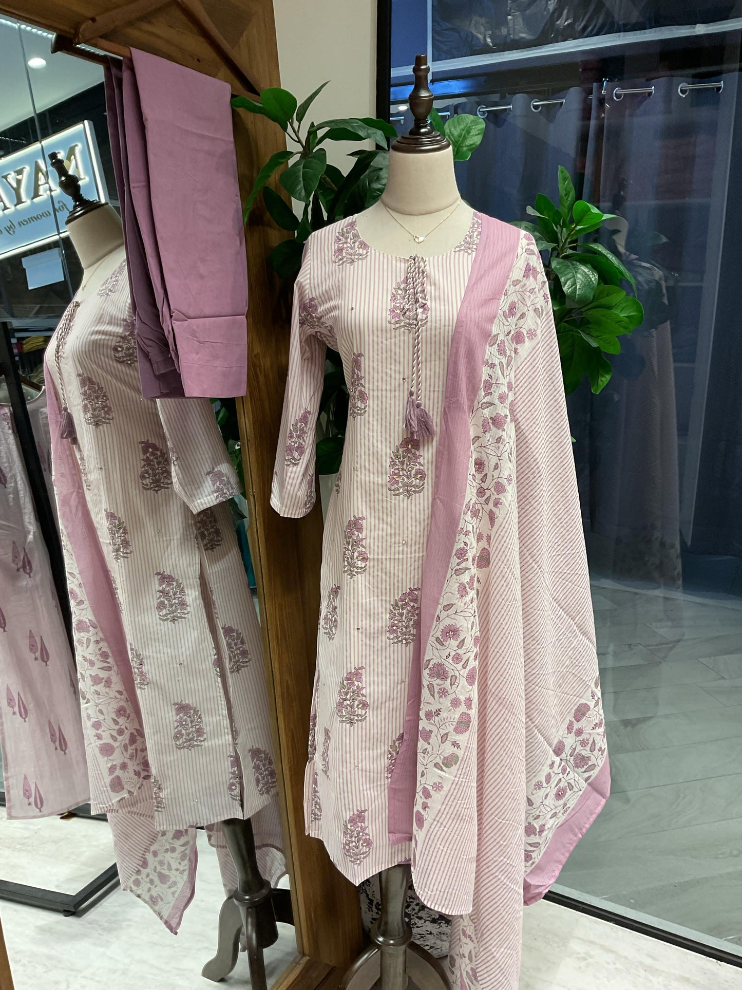 Lilac Striped Suit Set