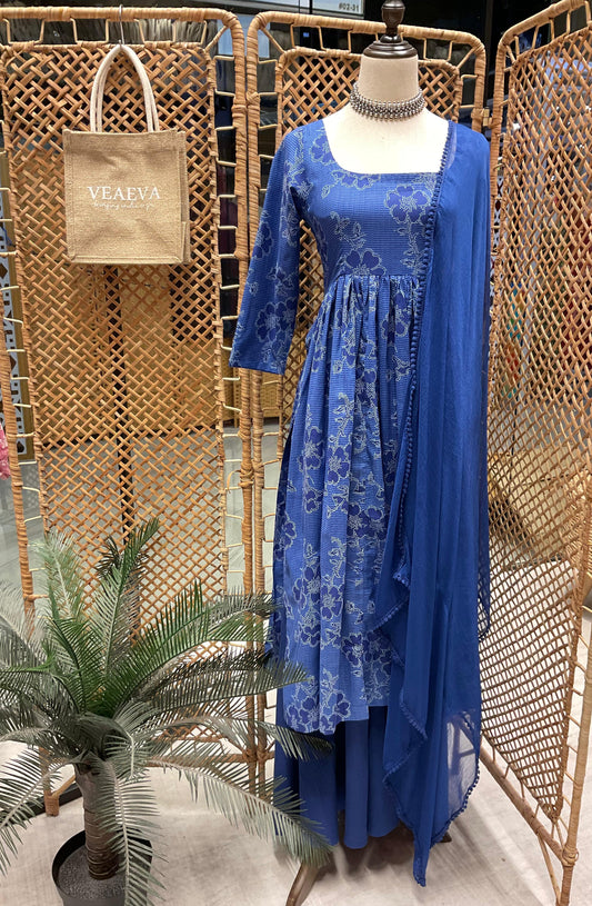 Royal Blue Sleeved Nyra Suit