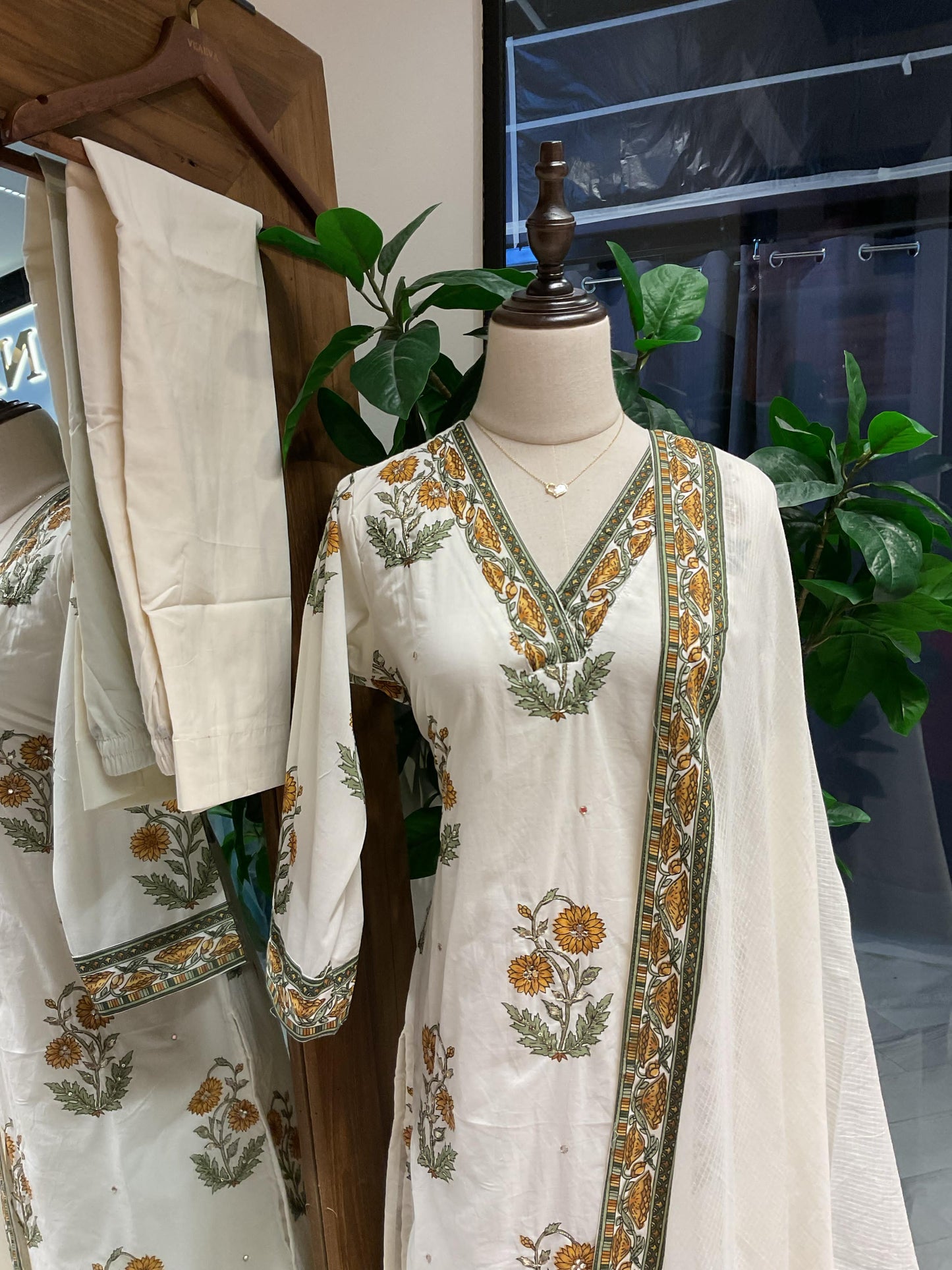 White Based Yellow Suit Set