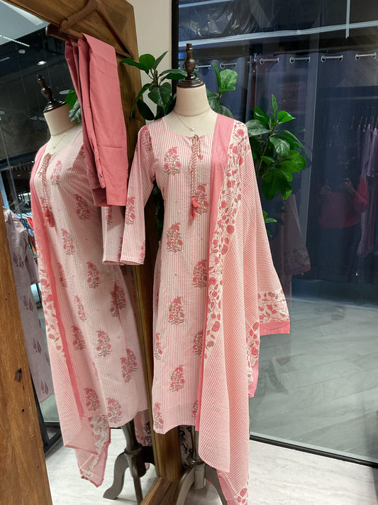 Rose Pink Striped Suit Set