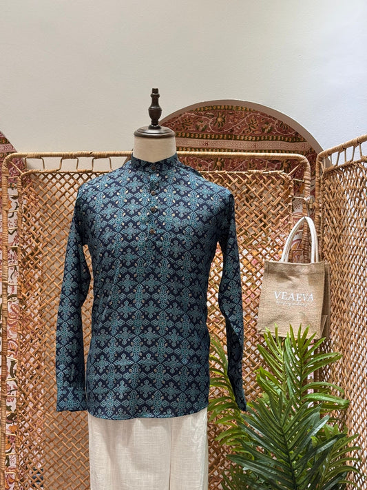 Indigo Patterned Short Kurta