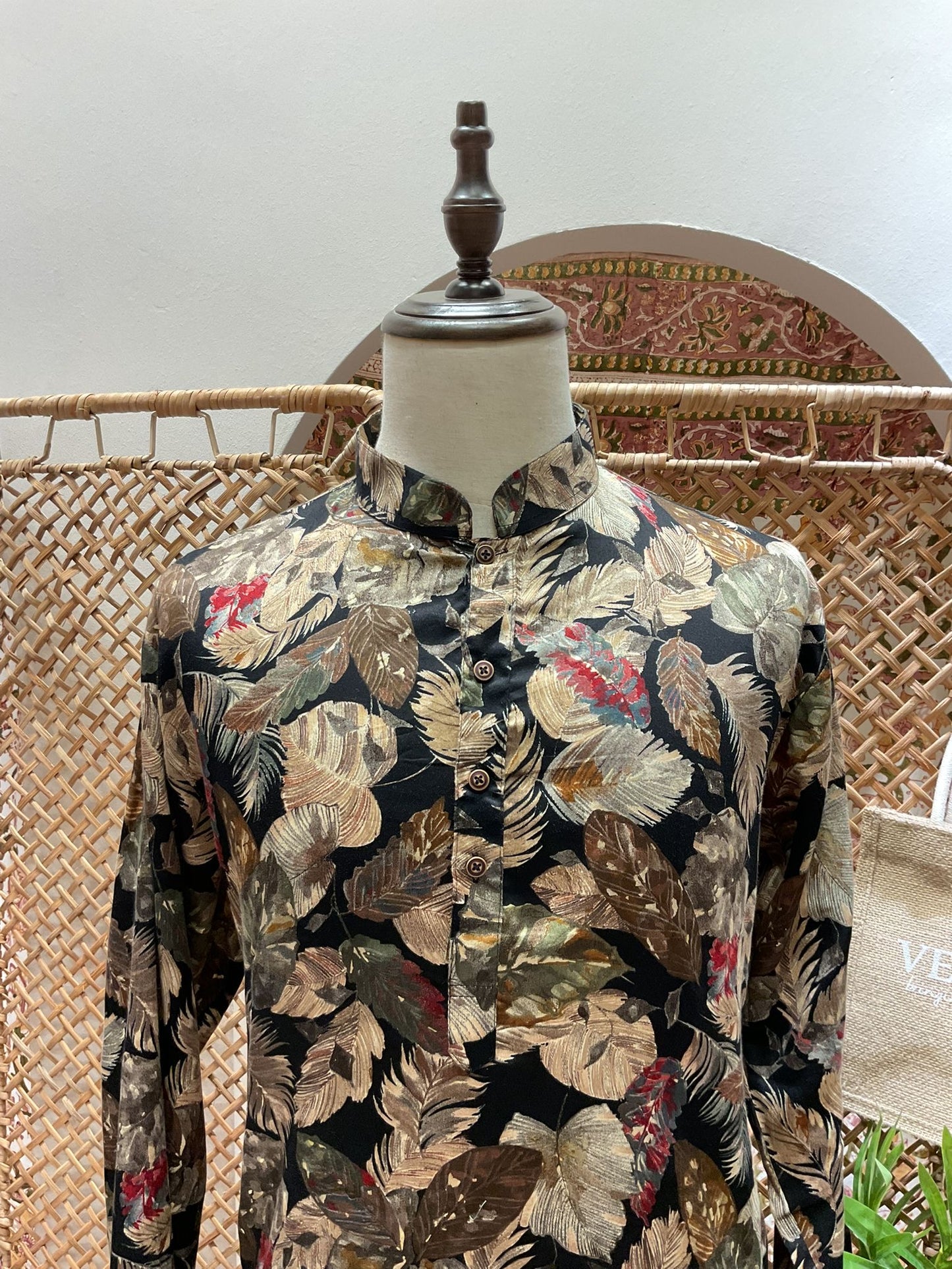 Black Floral Long Kurta