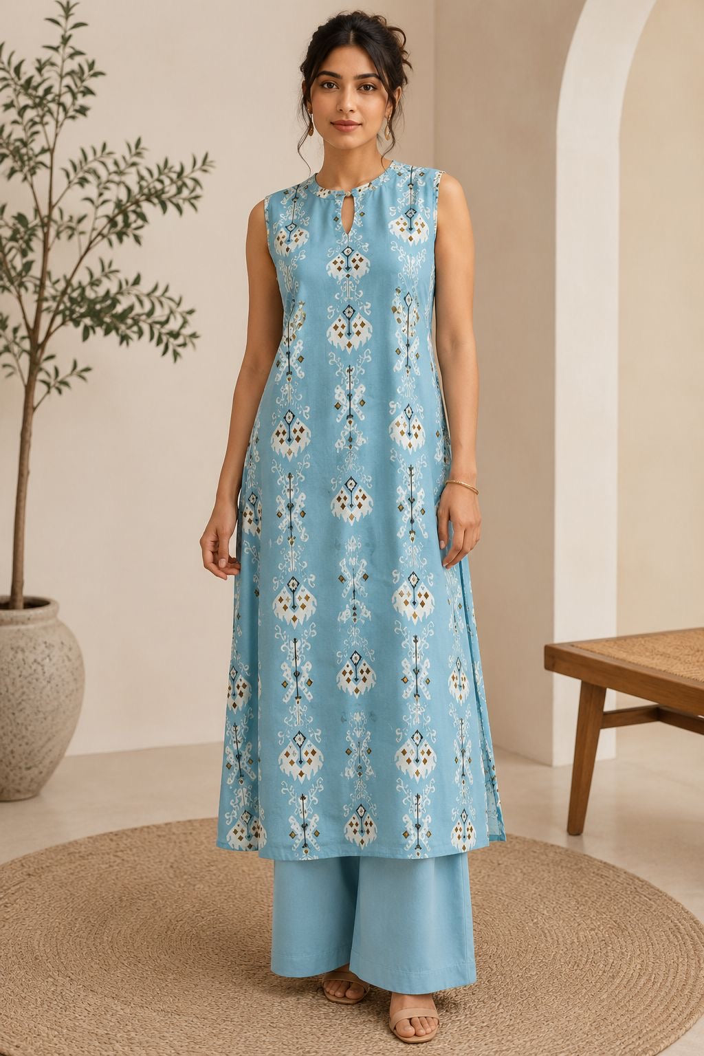 Blue Sleeveless Co-Ord Set