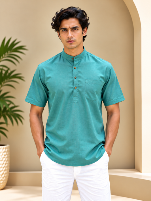 Teal Light Green Kurta with Pocket