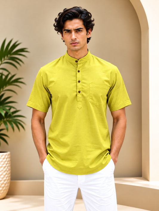 Lime Kurta with Pocket