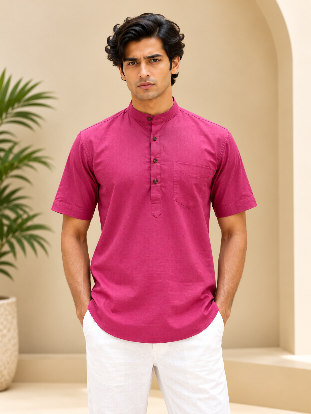 Magenta Kurta with Pocket