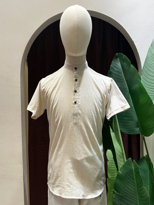 Cream  Kurta without pocket