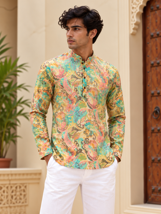 Rainbow Patterned Short Kurta