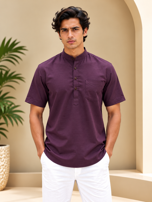 Plum Kurta with Pocket