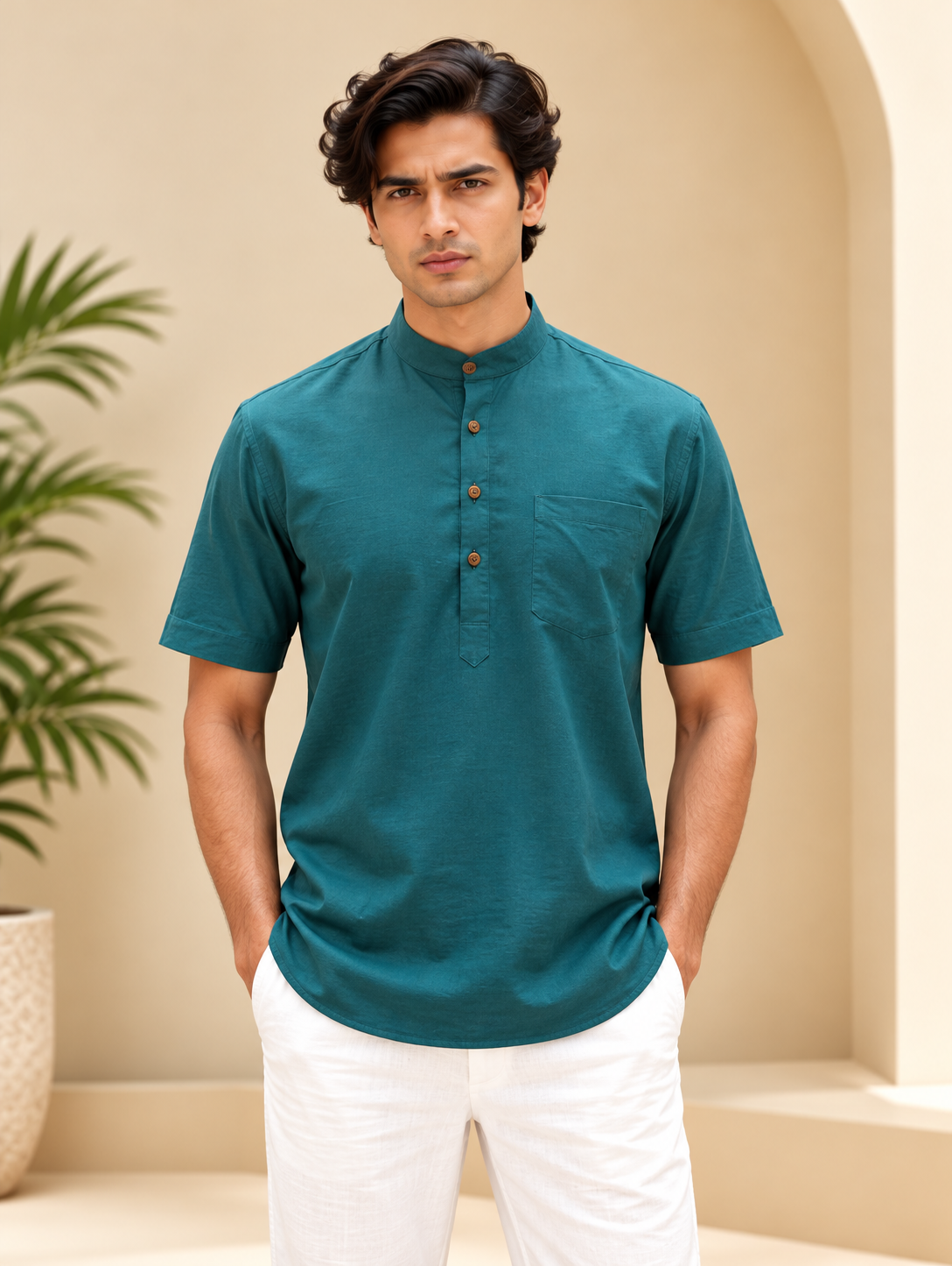 Dark Teal Kurta with Pocket