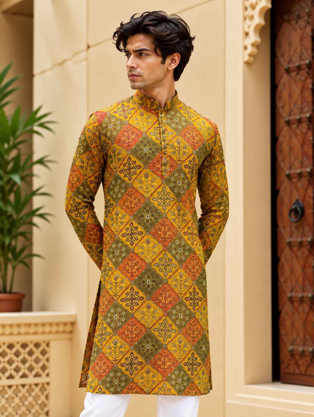 Yellow Patchwork Long Kurta