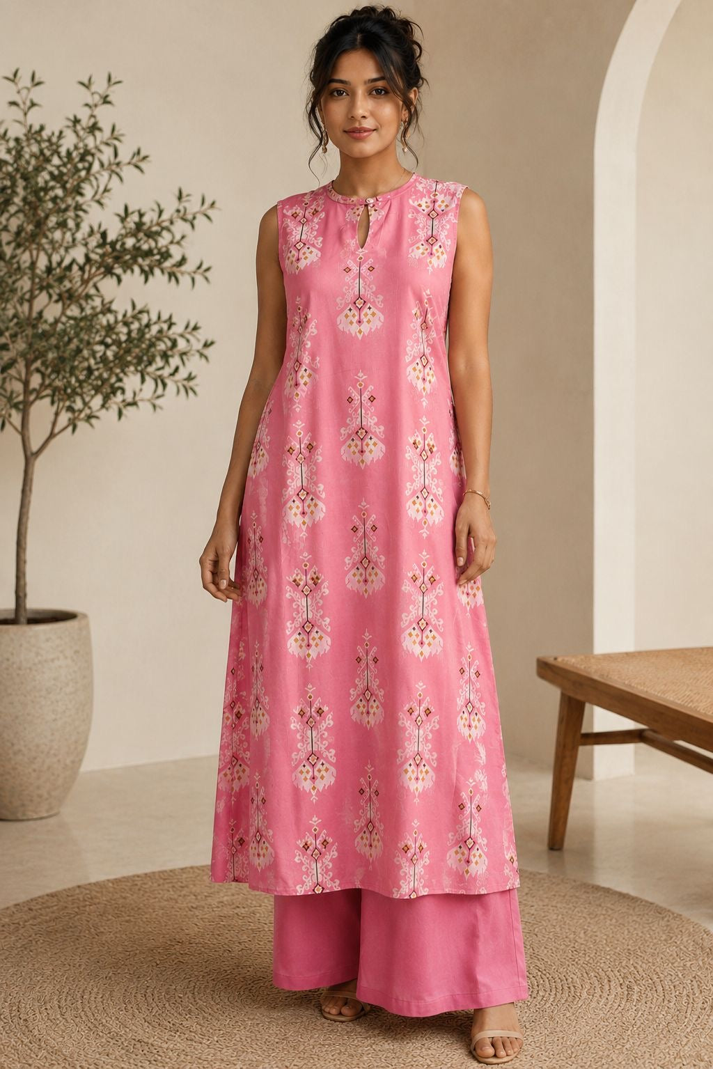 Pink Sleeveless Co-Ord Set