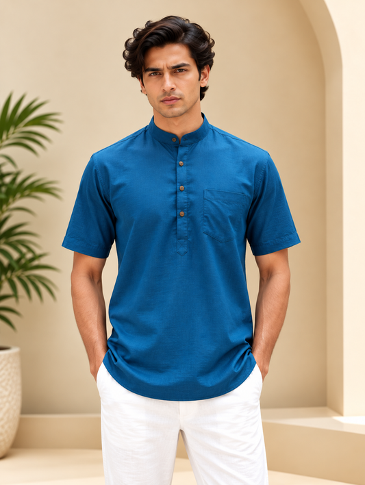 Ocean Blue Kurta with Pocket