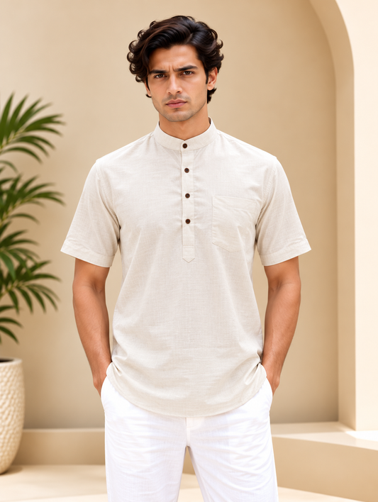 Cream Kurta with Pocket