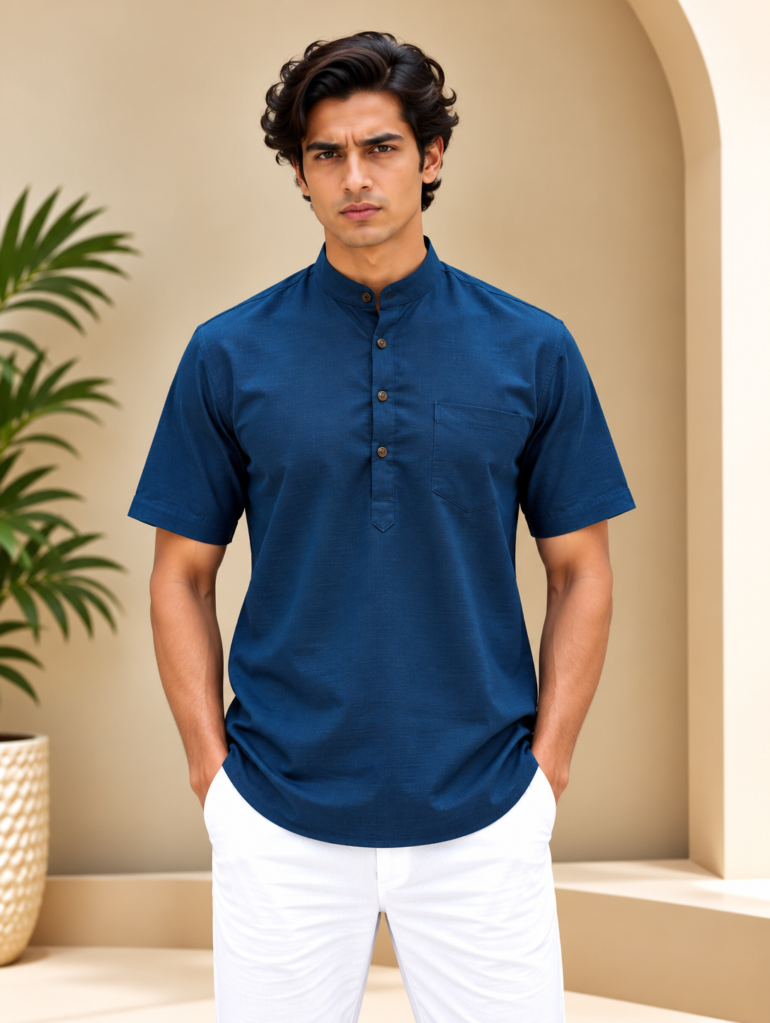 Cobalt Blue Kurta with Pocket