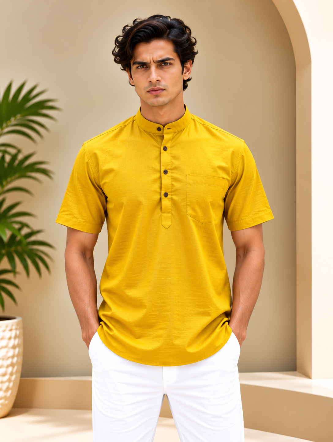 Mustard Yellow Kurta with Pocket