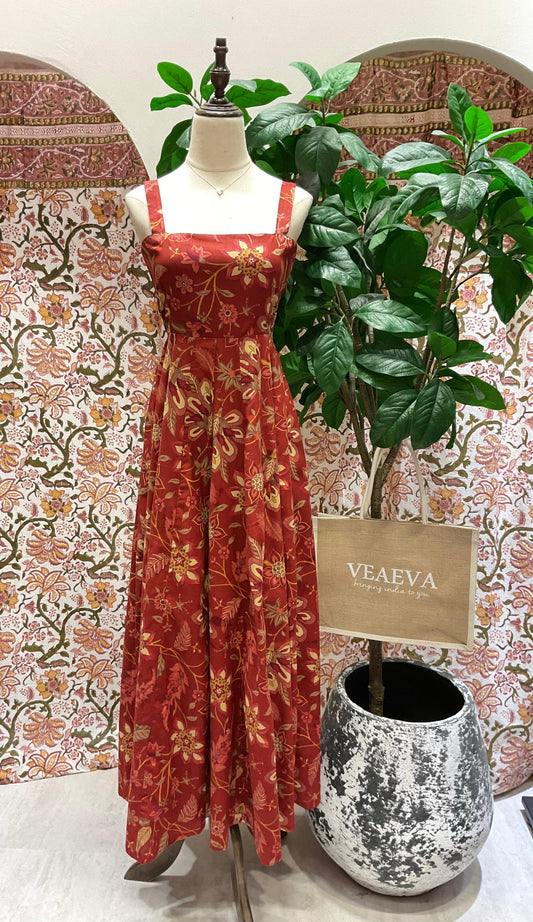 Red Thick Strap Maxi Dress - Jaal