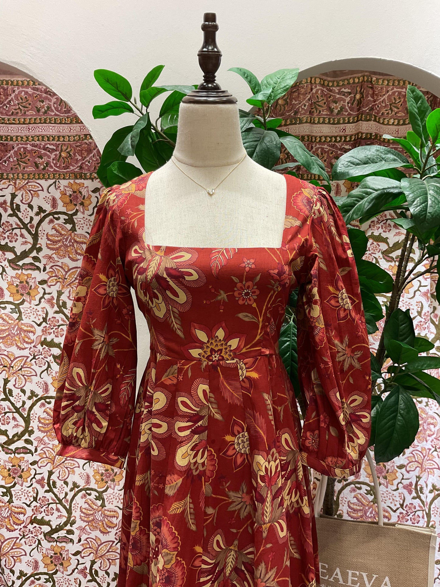 Red Sleeved Maxi Dress - Jaal