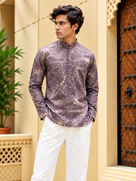 Purple Tie Dye Short Kurta