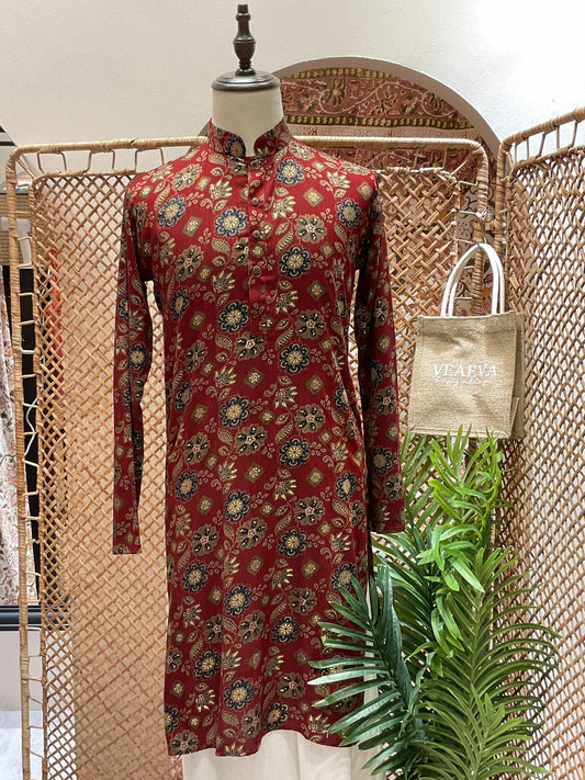 Maroon Floral Long Kurta