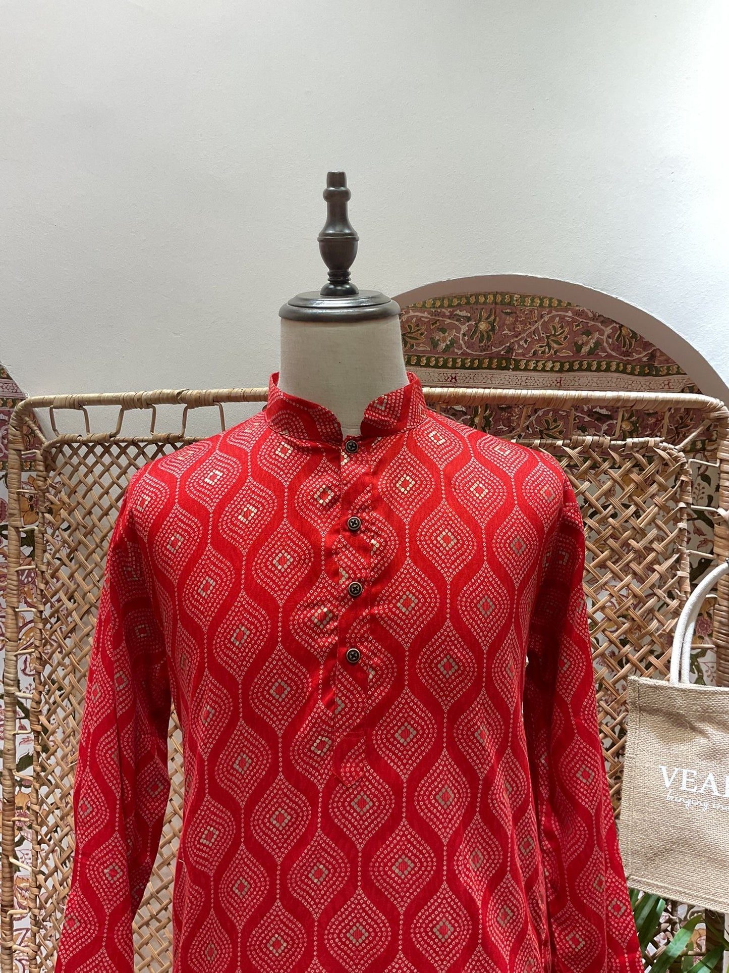 Red Bandhani Long Kurta
