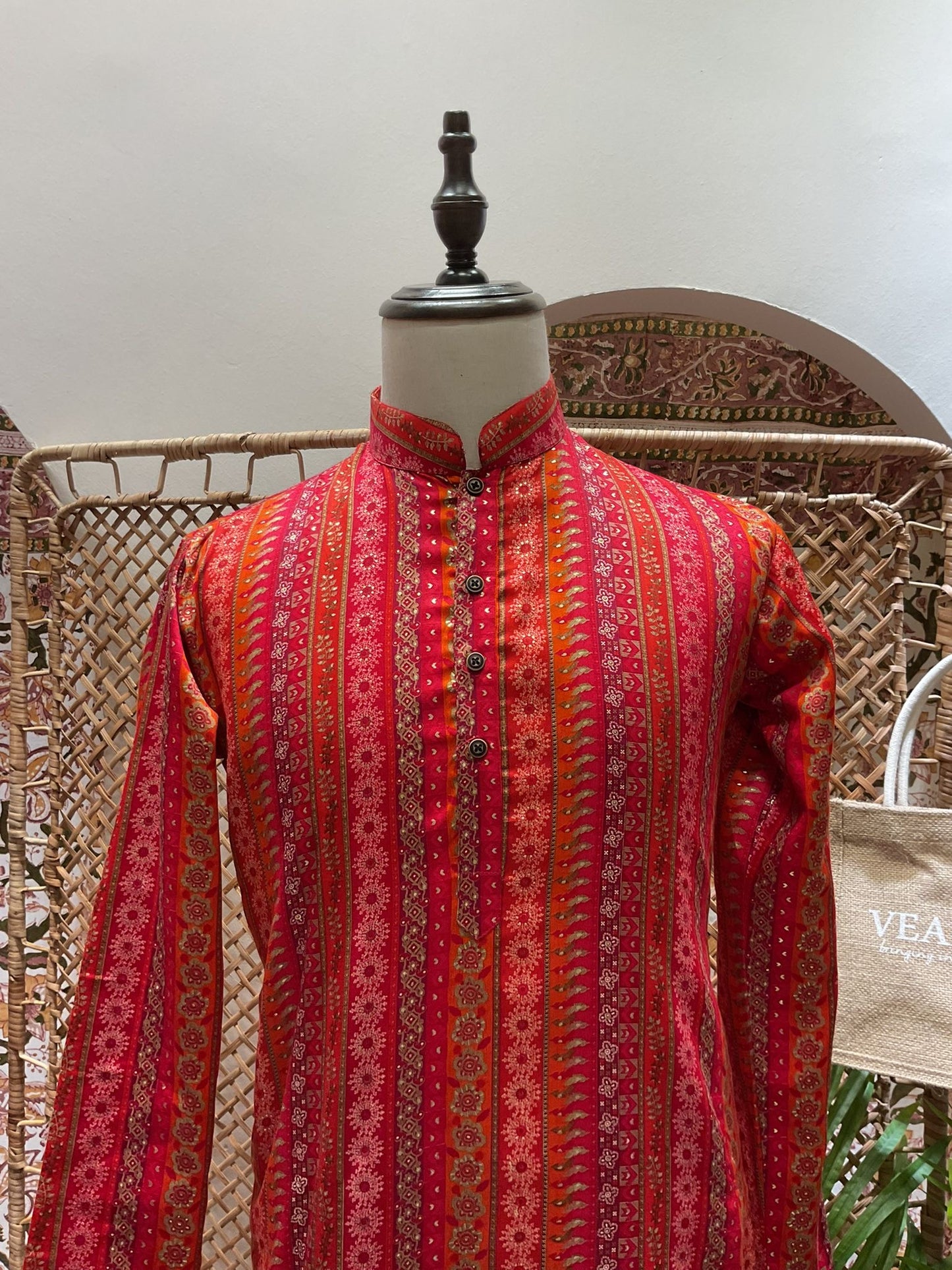 Red Striped Long Kurta