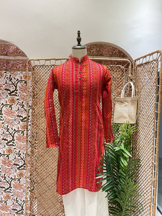 Red Striped Long Kurta