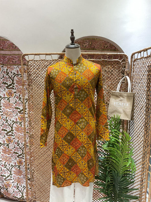 Yellow Patchwork Long Kurta