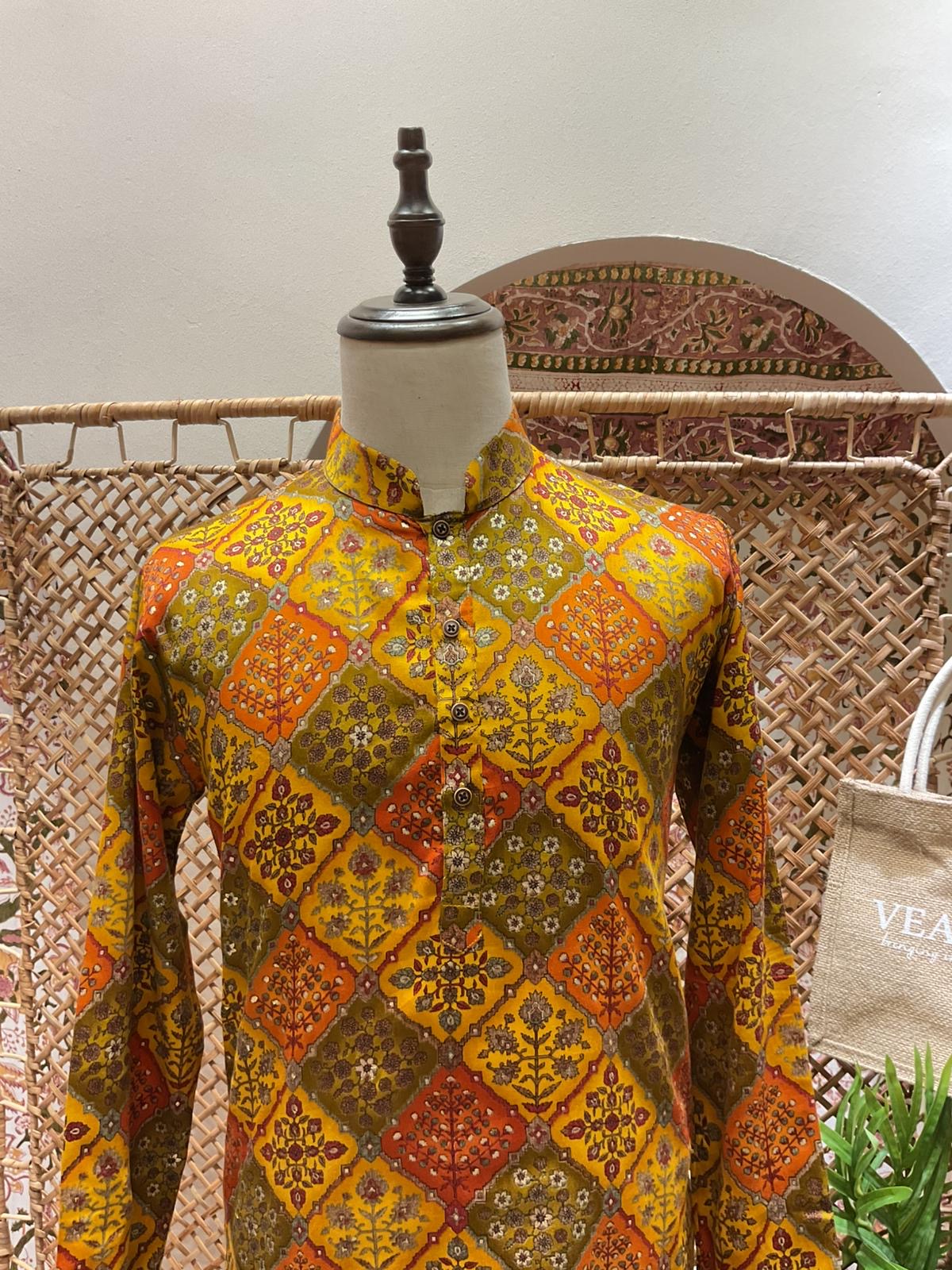 Yellow Patchwork Long Kurta